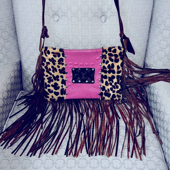 Leather and animal skin Up-cycled LV Bag - Picture 8 of 11